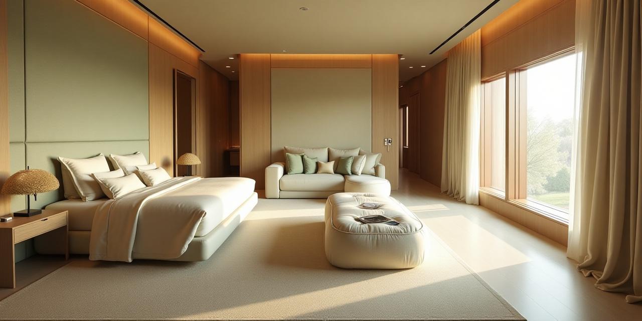 Luxury hotel suite featuring custom organic furniture